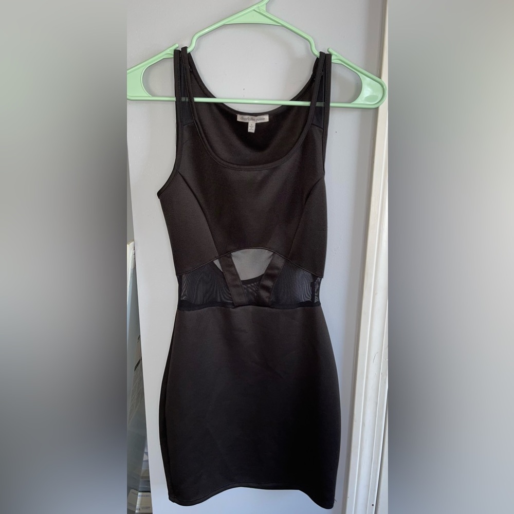 Charlotte Russe Black Mesh Cut Out Bodycon Dress